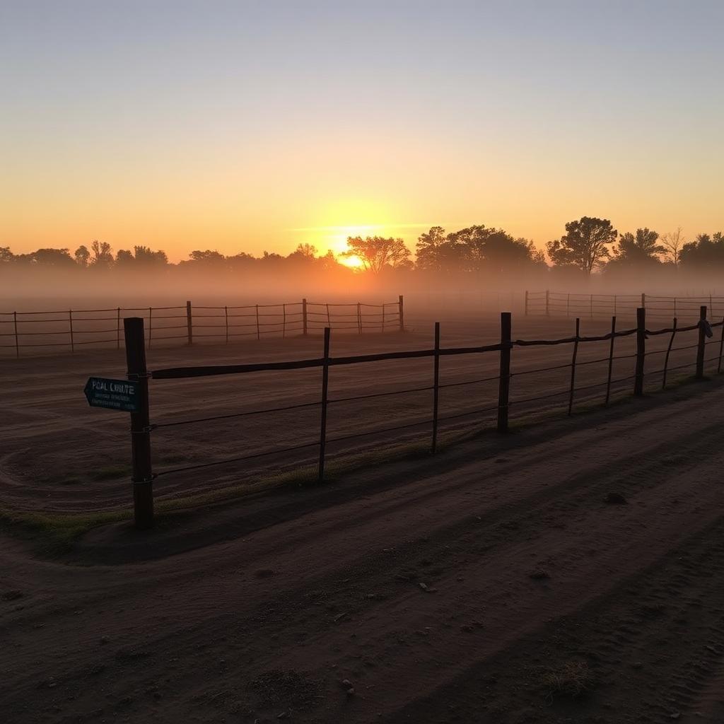Arena fence at sunrise