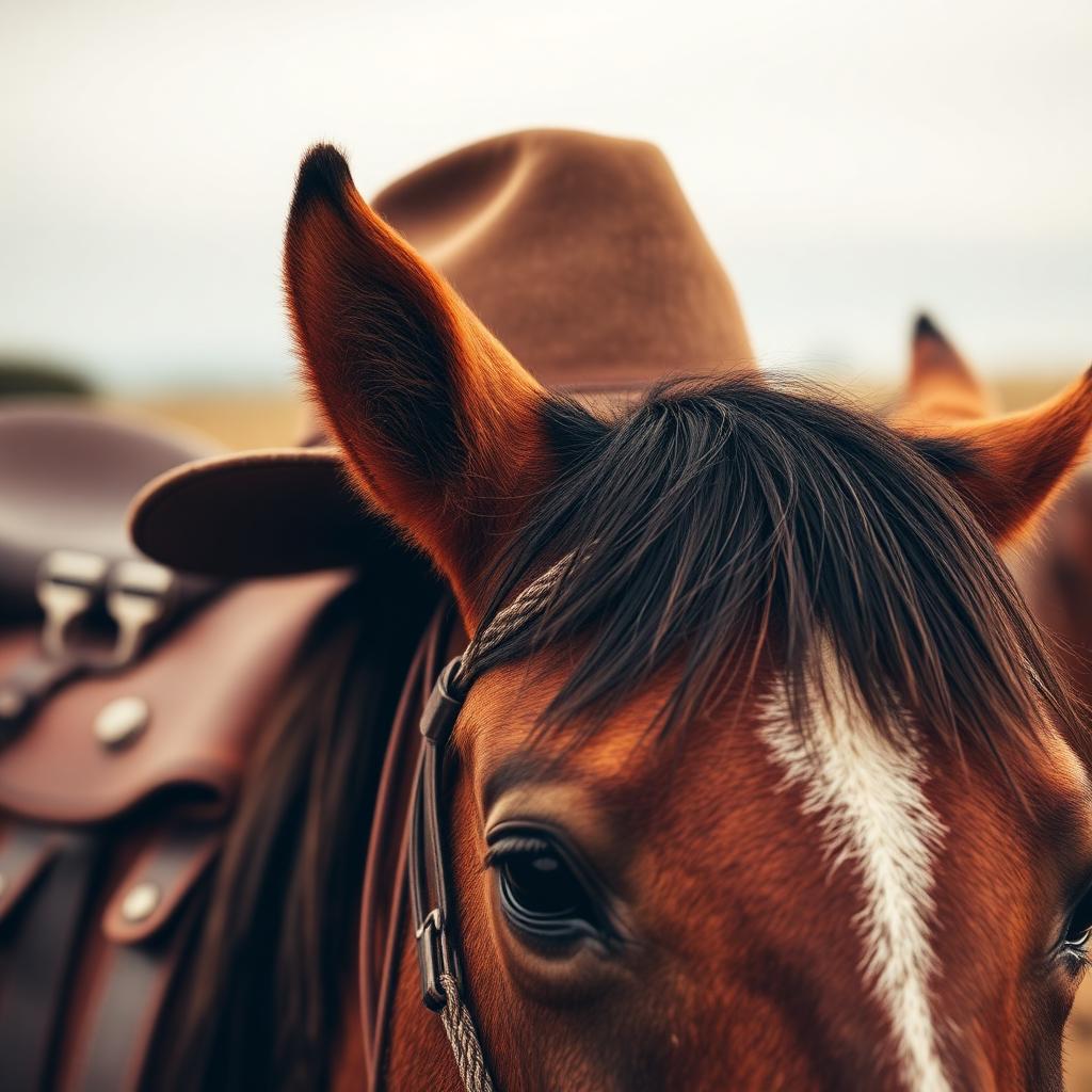 Cowboy hat and horse close up
